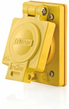 Wetguard Watertight Flip Lid Locking Receptacle, 15 Amp, 277 Volt, NEMA L7-15R