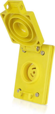 Wetguard Watertight Flip Lid Locking Receptacle, 15 Amp, 250 Volt, NEMA L6-15R, Yellow