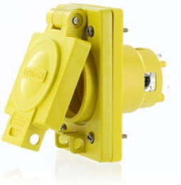 Wetguard Watertight Locking Inlet, 20 Amp, 250 Volt, NEMA L6-20, Yellow