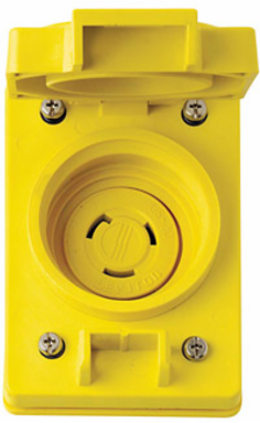 Wetguard Watertight Locking Receptacle, 20 Amp, 125 Volt, NEMA L5-20R, Yellow