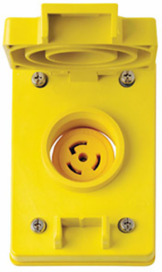 Wetguard Watertight Locking Receptacle 20A NEMA L7-20R - Yellow, Back Wired