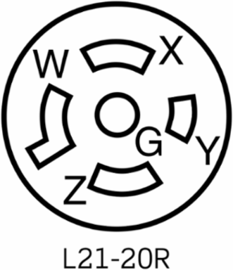 Wetguard Watertight Locking Receptacle 20 Amp 120/208 Volt 3-Phase WYE