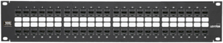 Cat 6A Flat QUICKPORT Patch Panel 48-Port, 2RU, Black, Unshielded