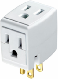 Grounded Triple Cube Tap, 15 Amp 125 Volt, NEMA 5-15R, White