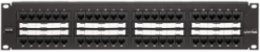 Cat 6 Flat Patch Panel, 48-Port, 2RU, Black, 110-Style Termination