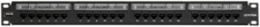 Cat 6 Flat Patch Panel, 24-Port, 1RU, 110-Style Termination, Black