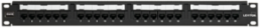 Cat 6 Flat Patch Panel 24-Port 1RU Black with Cable Management Bar