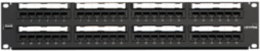 Cat 6 Flat Patch Panel, 48-Port, 2RU, Black, 110-Style Termination