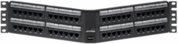 Cat 6 Angled 110-Style Patch Panel, 48-Port, 2RU, Black, Magnifying Lens