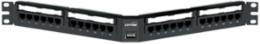 Cat 6 Angled 110-Style Patch Panel, 24 Port, 1 RU, Black