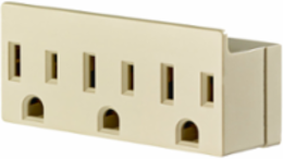 15 Amp Triple Outlet Plug-In Adapter, Grounded, Ivory, NEMA 5-15P