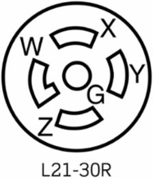 Wetguard 30 Amp Locking Receptacle, NEMA L21-30R, 120/208 Volt, 4P, 5W