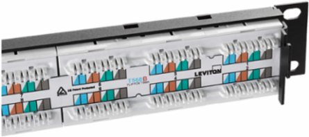 Cat 6A Flat Patch Panel, 24-Port, 1RU, Black, 110-Style Termination