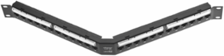Cat 6A Angled 110-Style Patch Panel 24-Port 1RU Black