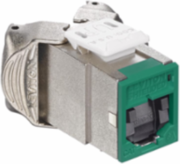 ATLAS-X1 Cat 6A Shielded QUICKPORT Jack, Green, Tool-Free, Shuttered
