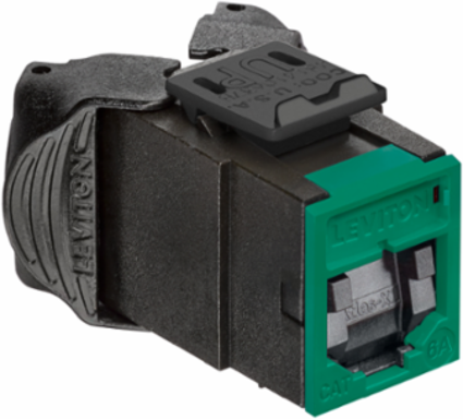 ATLAS-X1 Cat 6A UTP QUICKPORT Jack, Green, Tool-Free, Shuttered