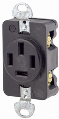 20 Amp Straight Blade Flush Mount Receptacle, NEMA 18-20R, 120/208 Volt