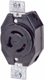 20 Amp Flush Mount Locking Receptacle, 125/250 Volt, Industrial Grade, Black