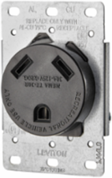 30 Amp Flush Mount Receptacle, 125 Volt, 2-Pole, High-Impact Thermoplastic