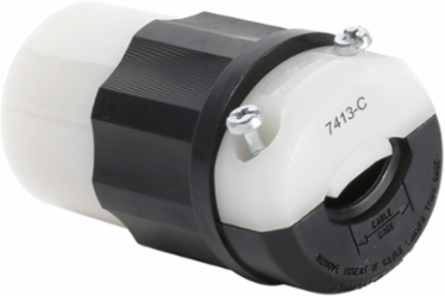 Locking Connector, 20 Amp, 120/208 Volt, Industrial Grade, Black & White