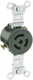 15/10 Amp Single Locking Receptacle, 125/250 Volt, Non-NEMA, Nylon Body, Black