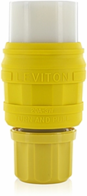 Wetguard 20A Locking Connector NEMA L6-20, 250V, Yellow, Industrial Grade
