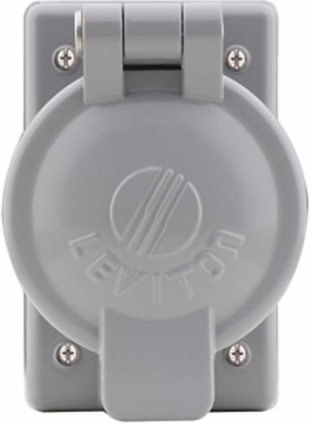 1-Gang Weather-Resistant Receptacle Cover Plate, 2.15 Inch Dia, Cast Aluminum, Gray