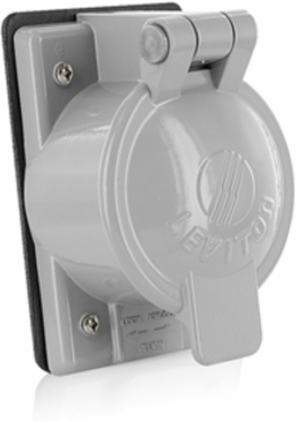 1-Gang Weather-Resistant Receptacle Cover Plate, 2.15 Inch Dia, Cast Aluminum, Gray