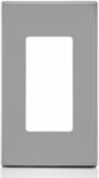 1-Gang Screwless Polycarbonate Wallplate - Gray, Standard Size, Snap-On Mount, ETL Listed