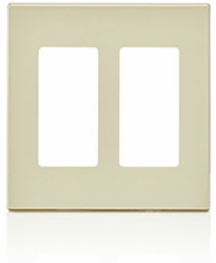 2-Gang Screwless Wallplate, Snap-On Polycarbonate, Light Almond, ETL Listed