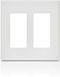 2-Gang Screwless Wallplate, Polycarbonate, White, ETL Listed, Snap-On Design