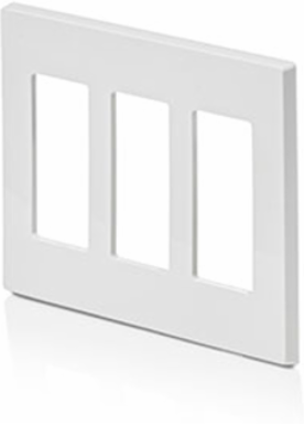 3-Gang Screwless Wallplate, Polycarbonate, White, Snap-On Design