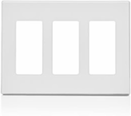 3-Gang Screwless Wallplate, Polycarbonate, White, Snap-On Design
