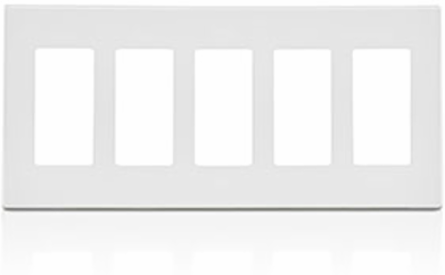 5-Gang Screwless Wallplate, Polycarbonate, Snap-On Design, ETL Listed