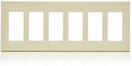 6-Gang Screwless Wallplate, Polycarbonate, Light Almond, ETL Listed
