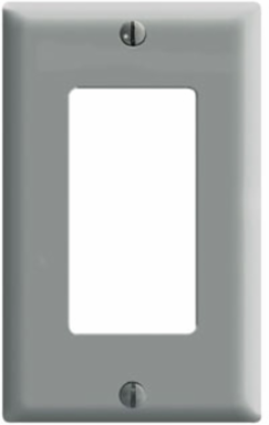 1-Gang Decora Wallplate, Standard Size, Thermoset Plastic, Gray