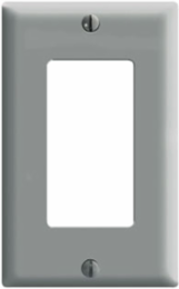 1-Gang Decora Wallplate, Standard Size, Thermoset Plastic, Gray