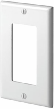 1-Gang Decora Standard Size Wallplate, Thermoplastic Nylon, White