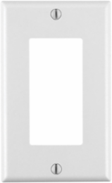 1-Gang Decora Wallplate, Standard Size, Thermoset Plastic, White