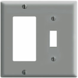 2-Gang Combination Wallplate, Standard Size, Thermoset Plastic, Gray
