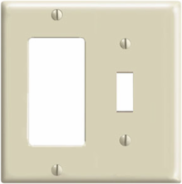 2-Gang Combination Wallplate, Standard Size, Thermoset Plastic, Ivory