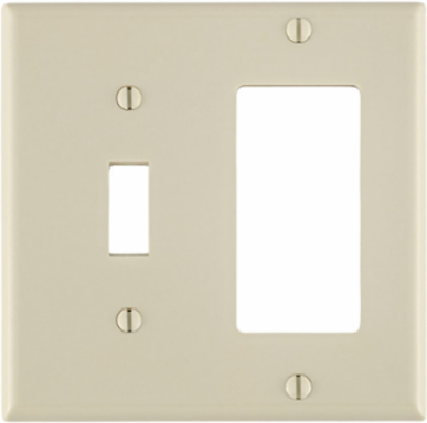 2-Gang Combination Wallplate, Standard Size, Thermoset Plastic, Light Almond