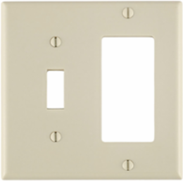 2-Gang Combination Wallplate, Standard Size, Thermoset Plastic, Light Almond