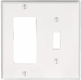 2-Gang Combination Wallplate, Standard Size, Thermoset Plastic, White