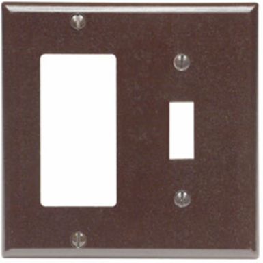 2-Gang Combination Wallplate, Standard Size, Thermoset Plastic, Brown