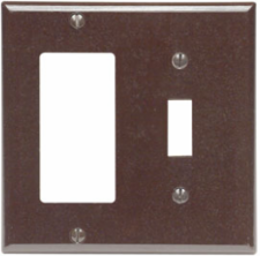 2-Gang Combination Wallplate, Standard Size, Thermoset Plastic, Brown