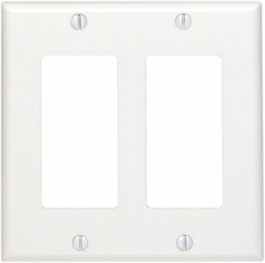 2 Gang Decora Duplex Wallplate for 347V Applications - WHITE