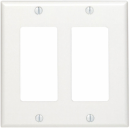 2 Gang Decora Duplex Wallplate for 347V Applications - WHITE