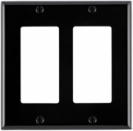2-Gang Decora Wallplate, Standard Size, Thermoset Plastic, Black