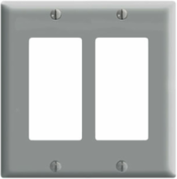 2-Gang Decora Wallplate, Standard Size, Thermoset Plastic, Gray